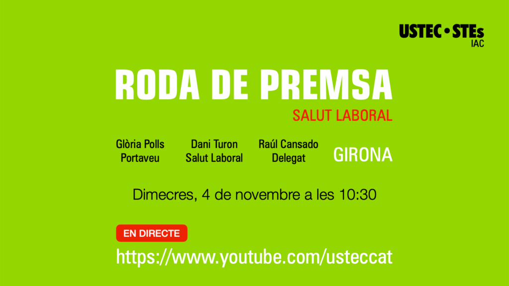 Roda de premsa Salut Laboral Girona 4 novembre 2020 USTEC·STEs